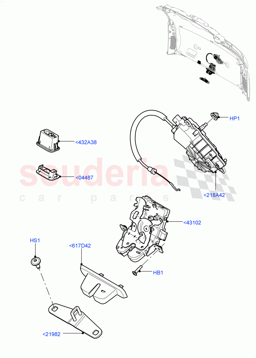 Luggage Compt/Tailgte Lock Controls (Nitra Plant Build) ((V) FROMK2000001) of Land Rover Land Rover Discovery 5 (2017+) [2.0 Turbo Diesel]