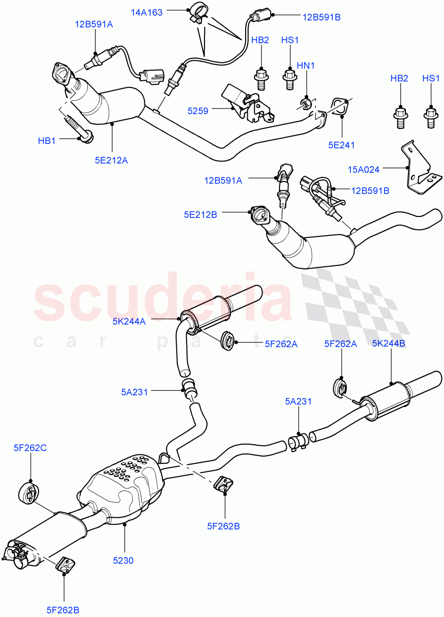 Exhaust System (AJ Petrol 4.2 V8 Supercharged) of Land Rover Land Rover Range Rover Sport (2005-2009) [4.2 Petrol V8 Supercharged]