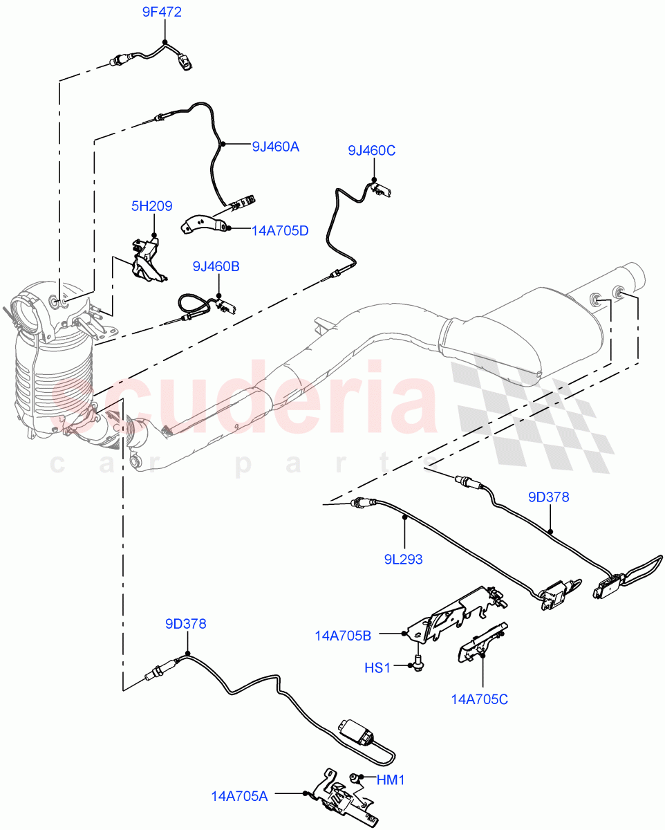 Exhaust Sensors And Modules (Solihull Plant Build) (2.0L I4 DSL HIGH DOHC AJ200, EU6D Diesel + DPF Emissions, 2.0L I4 DSL MID DOHC AJ200) ((V) FROMKA000001) of Land Rover Land Rover Discovery 5 (2017+) [2.0 Turbo Diesel]