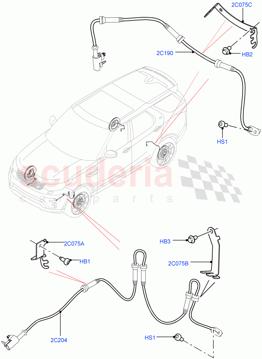 Anti-Lock Braking System (Nitra Plant Build, ABS/Speed Sensor) ((V) FROMK2000001, (V) TOL2999999) of Land Rover Land Rover Discovery 5 (2017+) [3.0 I6 Turbo Petrol AJ20P6]
