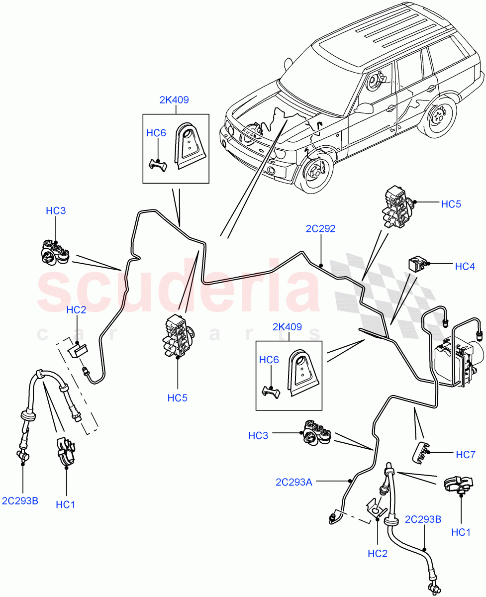 Front Brake Pipes (LHD) ((V) FROMAA000001) of Land Rover Land Rover Range Rover (2010-2012) [3.6 V8 32V DOHC EFI Diesel]