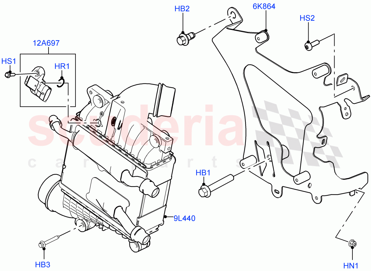 Intercooler/Air Ducts And Hoses (Main Unit) (2.0L AJ200P Hi PHEV) ((V) FROMJA000001) of Land Rover Land Rover Range Rover Sport (2014+) [2.0 Turbo Petrol AJ200P]