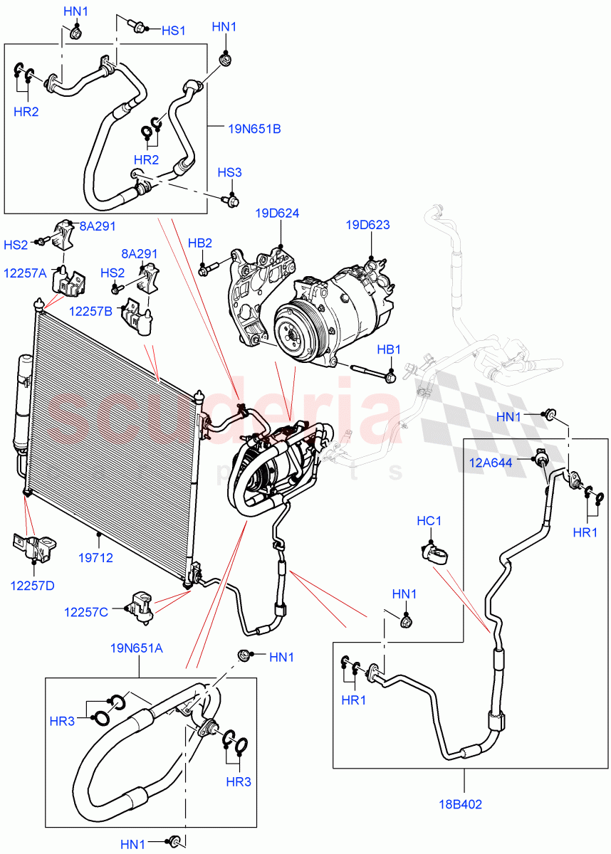 Air Conditioning Condensr/Compressr (Front) (3.0L AJ20P6 Petrol High, 3.0L AJ20D6 Diesel High) ((V) FROMKA000001) of Land Rover Land Rover Range Rover Sport (2014+) [3.0 Diesel 24V DOHC TC]
