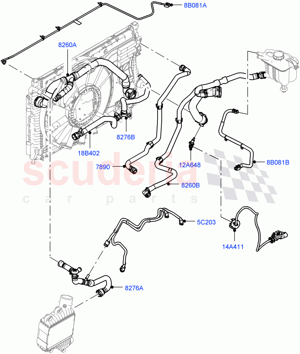 Cooling System Pipes And Hoses (2.0L AJ20D4 Diesel Mid PTA, Itatiaia (Brazil), Fuel Tank-Diesel With Filters) ((V) FROMLT000001) of Land Rover Land Rover Discovery Sport (2015+) [2.0 Turbo Diesel]