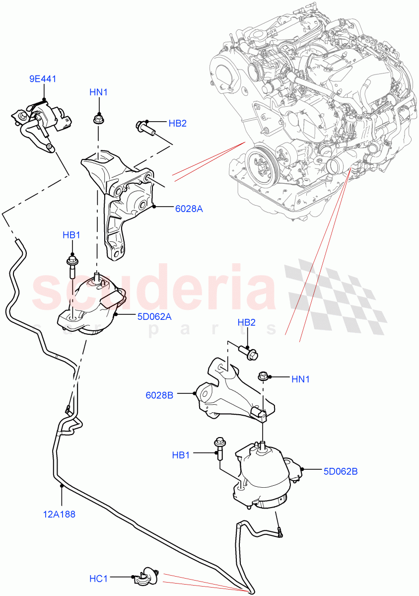 Engine Mounting (3.0 V6 Diesel) of Land Rover Land Rover Range Rover Velar (2017+) [2.0 Turbo Petrol AJ200P]