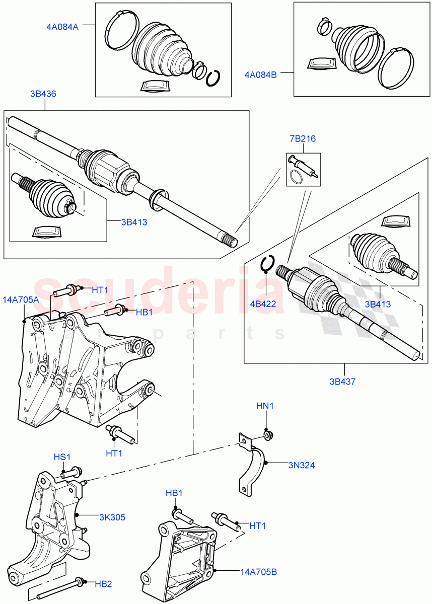 Drive Shaft - Front Axle Drive (Itatiaia (Brazil)) ((V) FROMGT000001) of Land Rover Land Rover Discovery Sport (2015+) [1.5 I3 Turbo Petrol AJ20P3]