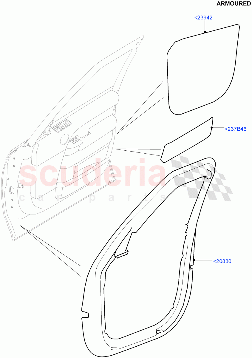 Front Door Trim Installation (Armoured) ((V) FROMEA000001) of Land Rover Land Rover Range Rover (2012-2021) [3.0 Diesel 24V DOHC TC]