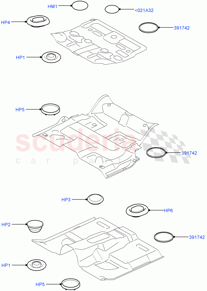 Plugs - Floor Pan ((V) TO9A999999) of Land Rover Land Rover Range Rover Sport (2005-2009) [4.4 AJ Petrol V8]