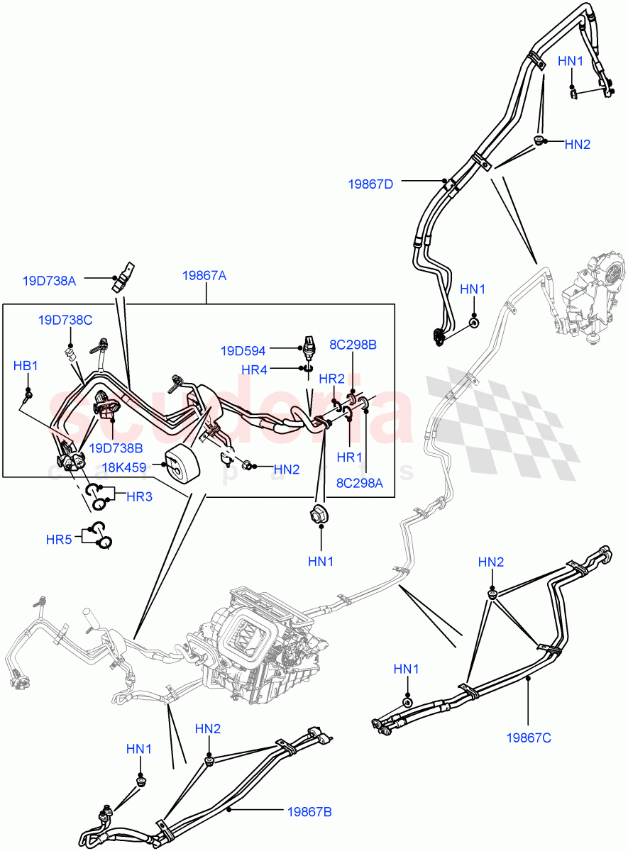 Air Conditioning System (Itatiaia (Brazil), Climate Control - Chiller Unit, Air Conditioning Refrigerant-R134A) ((V) FROMGT000001) of Land Rover Land Rover Discovery Sport (2015+) [2.0 Turbo Petrol AJ200P]