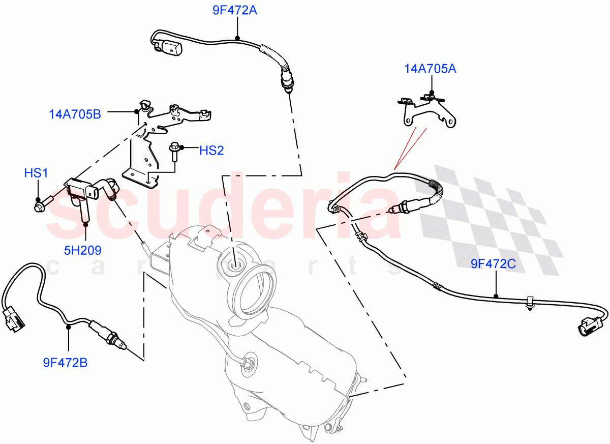 Exhaust Sensors And Modules (1.5L AJ20P3 Petrol High, 8 Speed Automatic Trans 8G30, Changsu (China)) of Land Rover Land Rover Range Rover Evoque (2019+) [1.5 I3 Turbo Petrol AJ20P3]