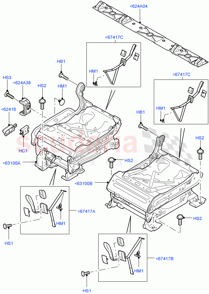 Rear Seat Frame (For Seat Cushion) (With 35/30/35 Split Fold Rear Seat) ((V) FROMAA000001) of Land Rover Land Rover Discovery 4 (2010-2016) [3.0 Diesel 24V DOHC TC]