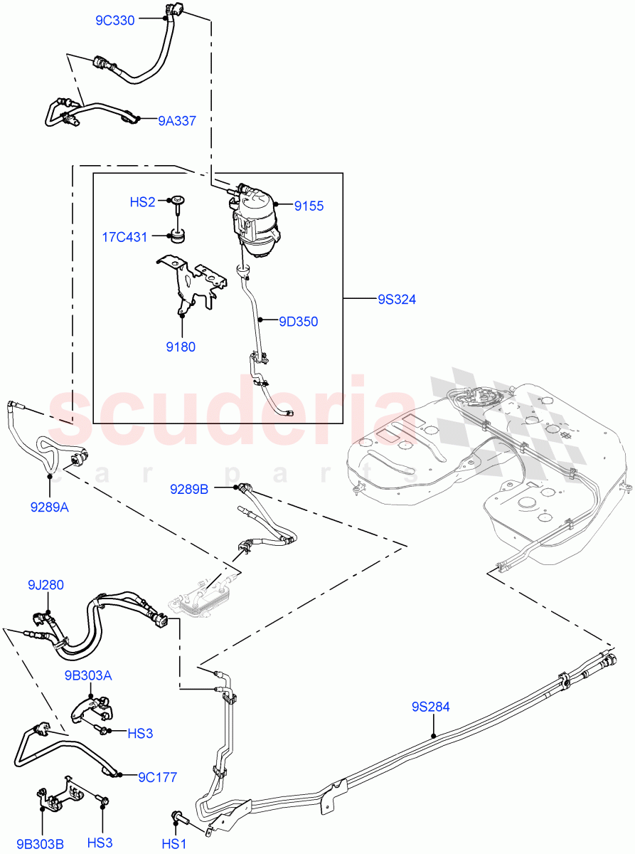 Fuel Lines (Nitra Plant Build) (3.0L AJ20D6 Diesel High) ((V) FROMM2000001) of Land Rover Land Rover Discovery 5 (2017+) [3.0 I6 Turbo Diesel AJ20D6]
