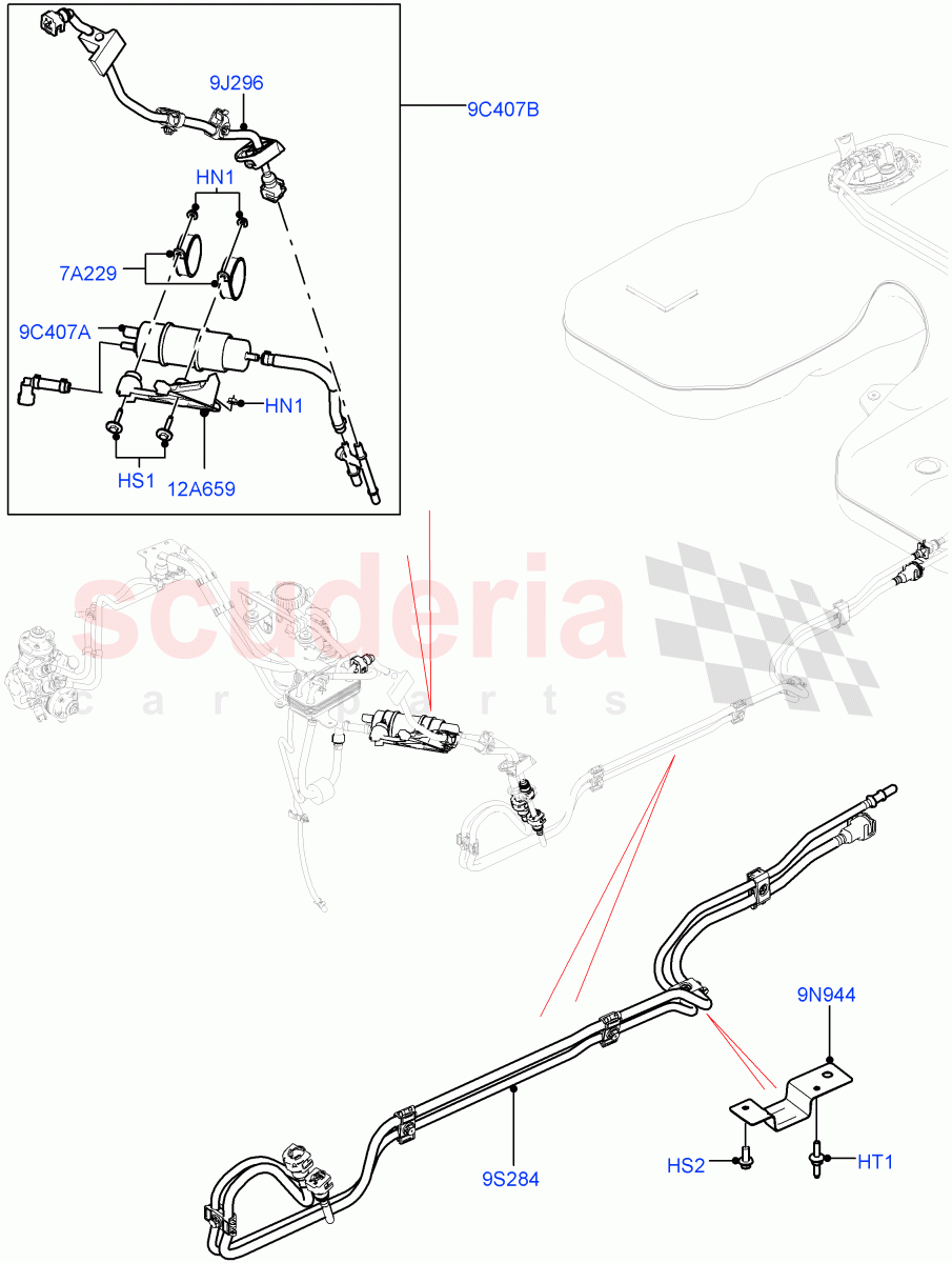 Fuel Lines (Rear) (4.4L DOHC DITC V8 Diesel) of Land Rover Land Rover Range Rover Sport (2014+) [4.4 DOHC Diesel V8 DITC]