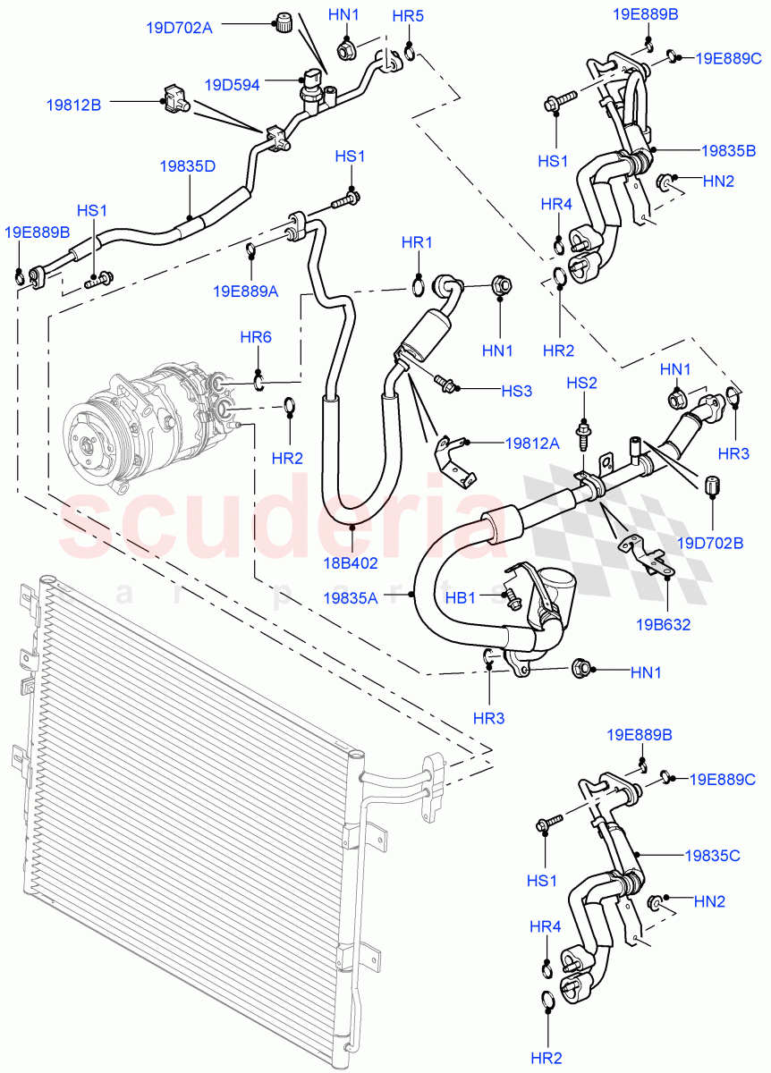 Air Conditioning System (Front) (5.0L OHC SGDI NA V8 Petrol - AJ133) ((V) FROMAA000001, (V) TODA999999) of Land Rover Land Rover Discovery 4 (2010-2016) [3.0 DOHC GDI SC V6 Petrol]