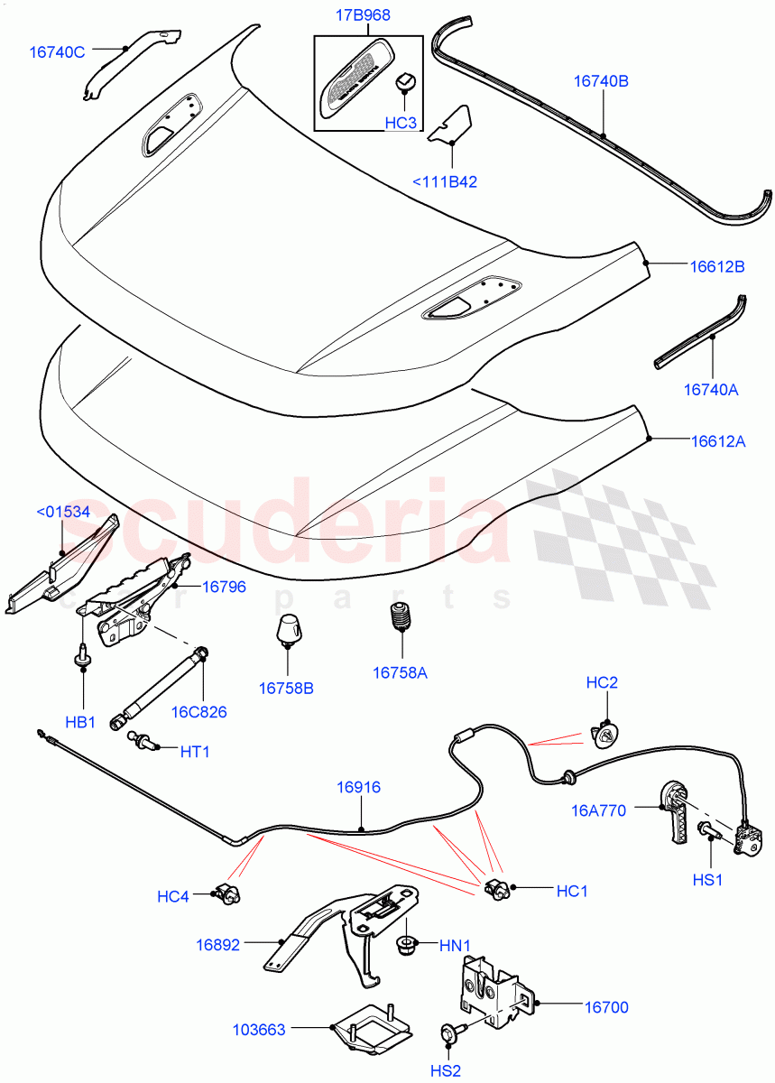 Hood And Related Parts (Halewood (UK)) of Land Rover Land Rover Range Rover Evoque (2012-2018) [2.2 Single Turbo Diesel]