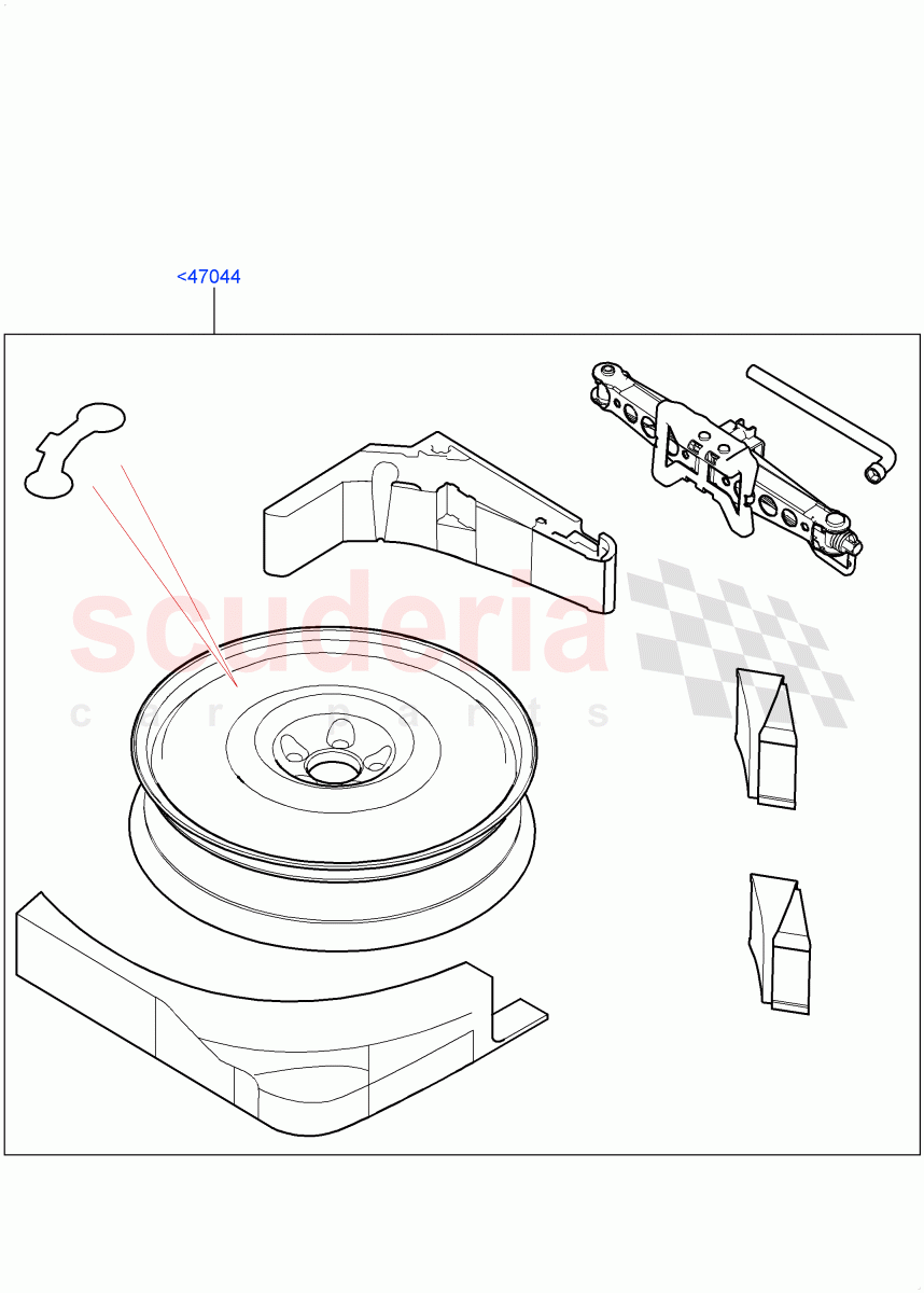 Accessory Wheels (Spare wheel kit, Nitra Plant Build, Solihull Plant Build) of Land Rover Land Rover Discovery 5 (2017+) [3.0 I6 Turbo Petrol AJ20P6]