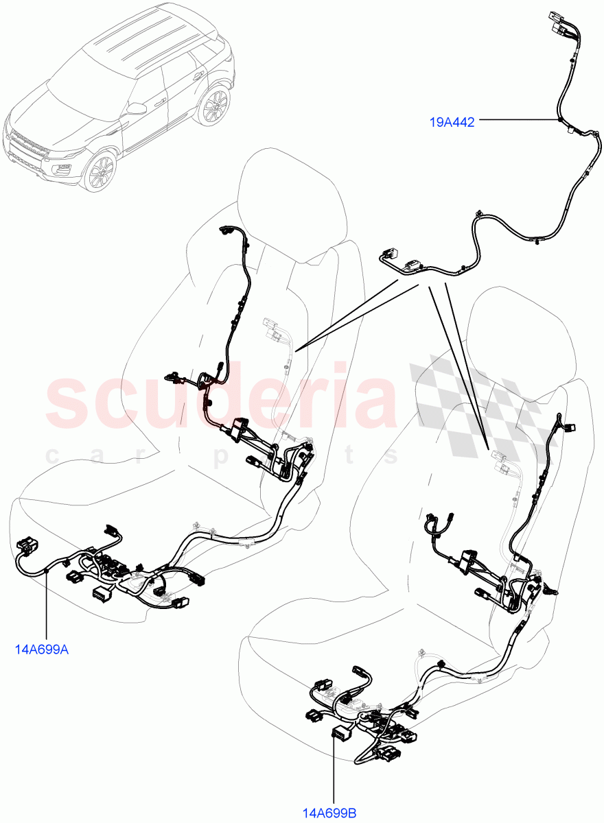 Wiring - Seats (5 Door, Itatiaia (Brazil)) ((V) FROMGT000001) of Land Rover Land Rover Range Rover Evoque (2012-2018) [2.2 Single Turbo Diesel]