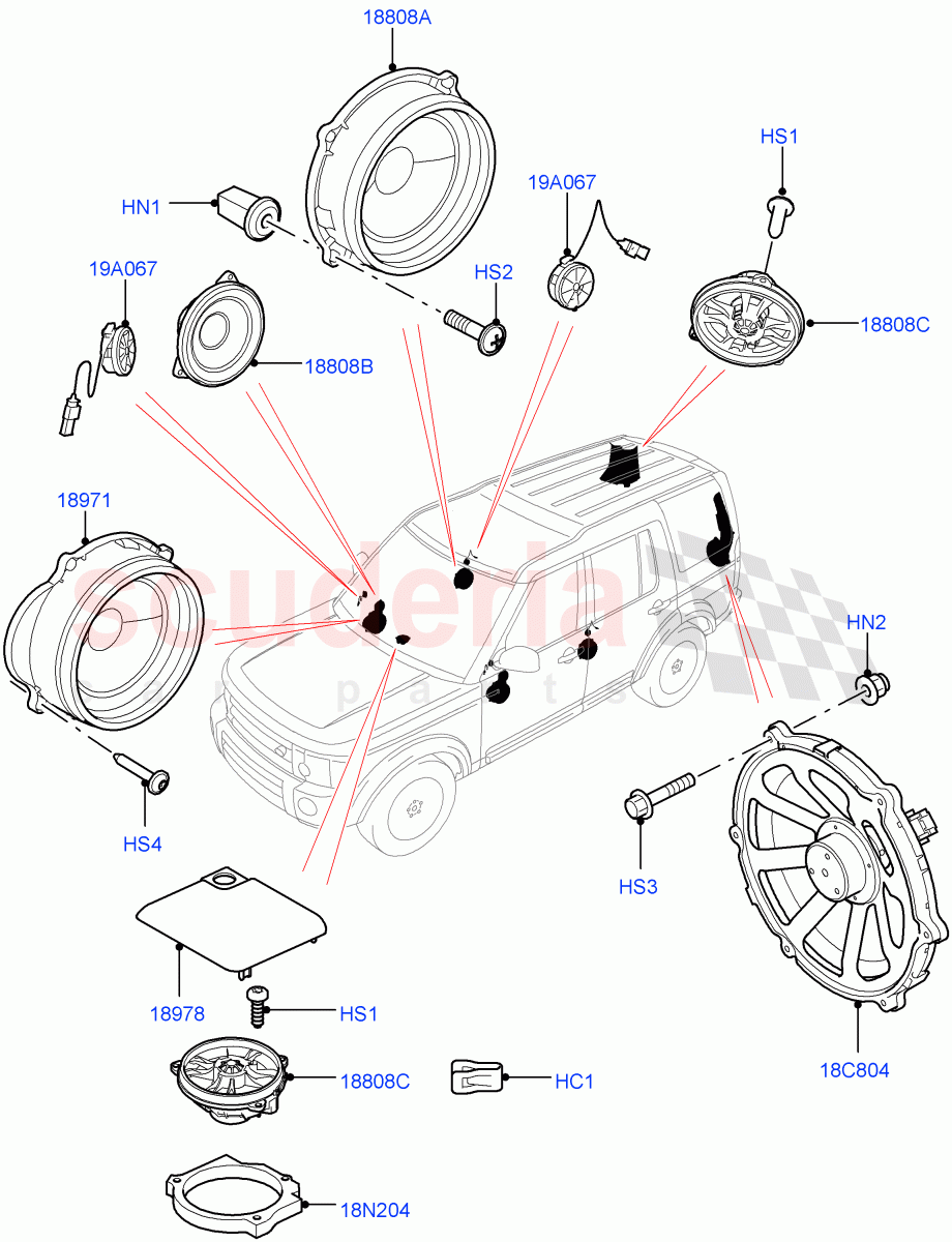 Speakers (Premium Audio 1280 W) ((V) FROMCA000001) of Land Rover Land Rover Discovery 4 (2010-2016) [4.0 Petrol V6]