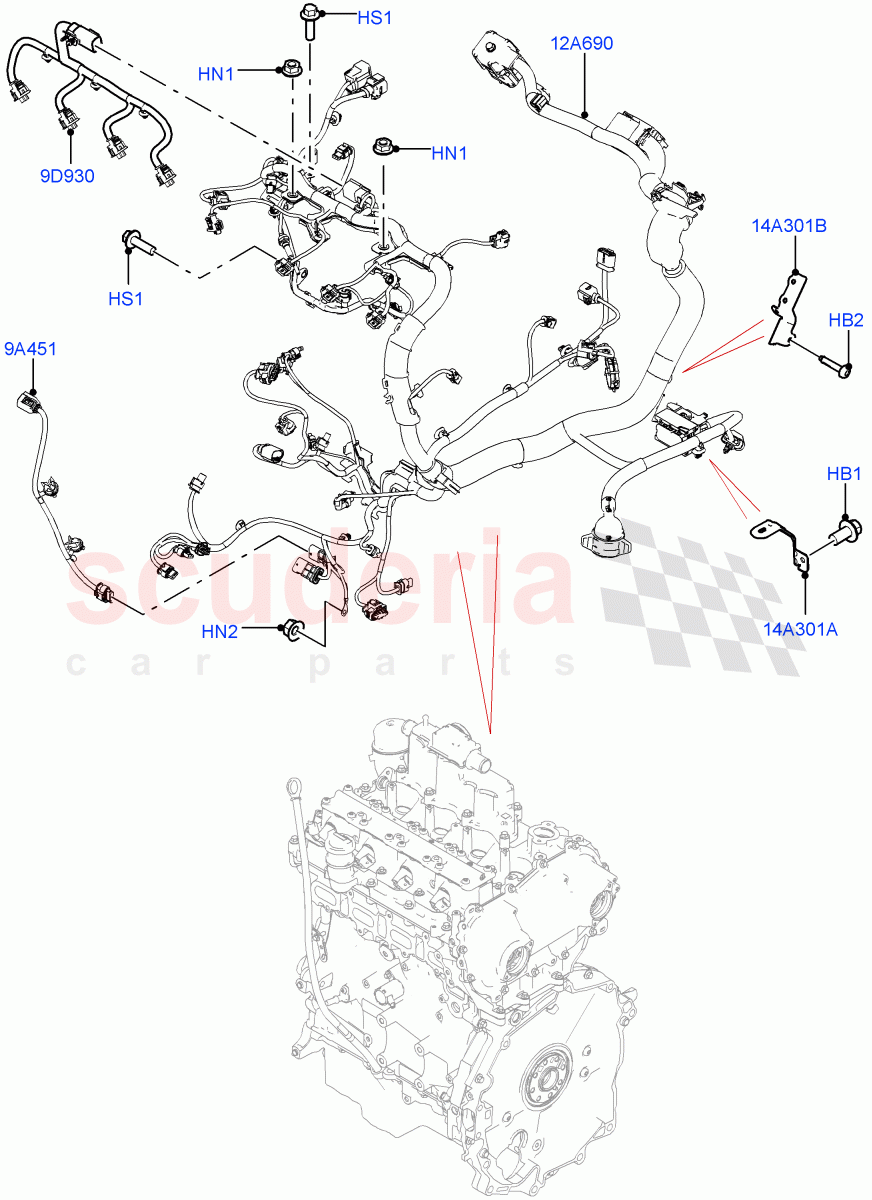Electrical Wiring - Engine And Dash (Engine) (2.0L AJ20P4 Petrol Mid PTA, Changsu (China), 2.0L AJ20P4 Petrol E100 PTA, 2.0L AJ20P4 Petrol High PTA) ((V) FROMKG446857) of Land Rover Land Rover Discovery Sport (2015+) [1.5 I3 Turbo Petrol AJ20P3]