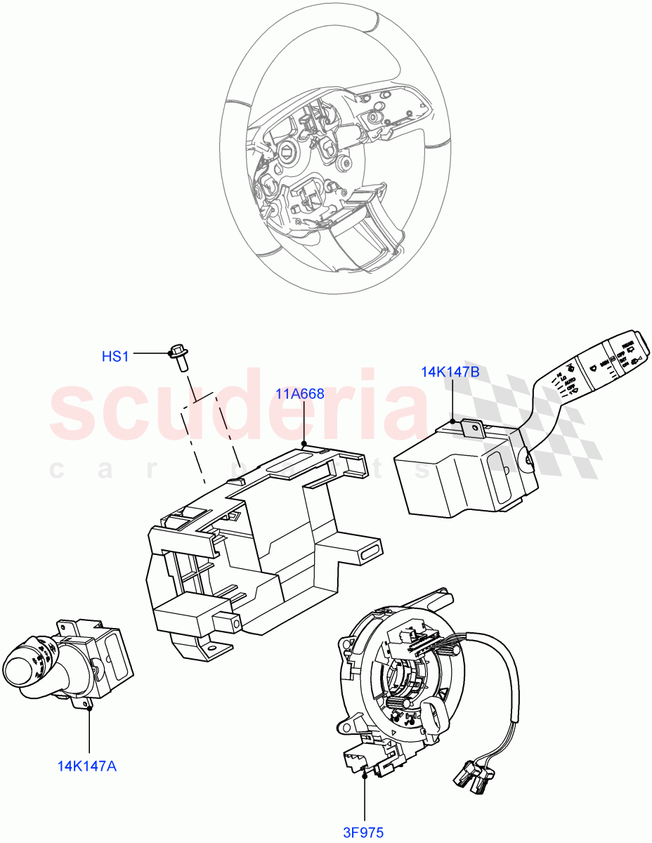 Switches (Steering Column) (Itatiaia (Brazil)) ((V) FROMGT000001) of Land Rover Land Rover Discovery Sport (2015+) [1.5 I3 Turbo Petrol AJ20P3]