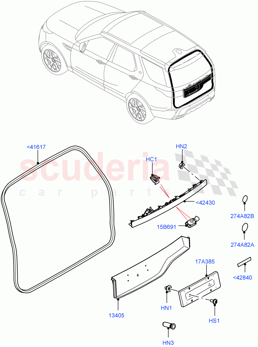 Luggage Compartment Door (Solihull Plant Build, Seal, Moulding) ((V) FROMHA000001) of Land Rover Land Rover Discovery 5 (2017+) [3.0 DOHC GDI SC V6 Petrol]