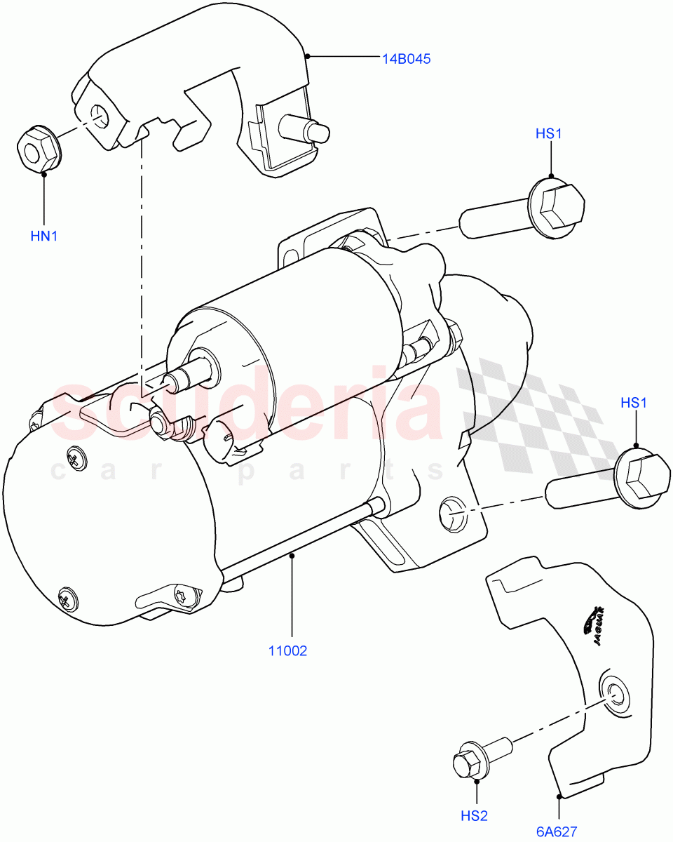 Starter Motor (2.0L 16V TIVCT T/C 240PS Petrol) of Land Rover Land Rover Range Rover Sport (2014+) [2.0 Turbo Petrol GTDI]