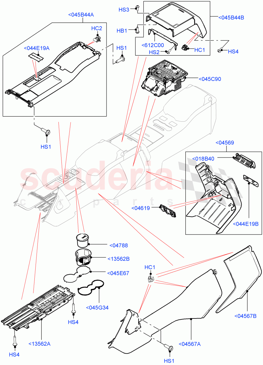 Console - Floor (Front, For Carrier Assy, External Components) (Long Wheelbase) ((V) FROMEA000001) of Land Rover Land Rover Range Rover (2012-2021) [5.0 OHC SGDI SC V8 Petrol]