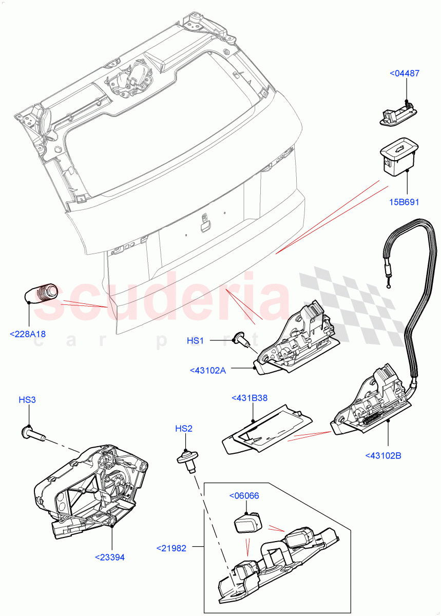 Luggage Compt/Tailgte Lock Controls (Itatiaia (Brazil)) ((V) FROMGT000001) of Land Rover Land Rover Range Rover Evoque (2012-2018) [2.2 Single Turbo Diesel]