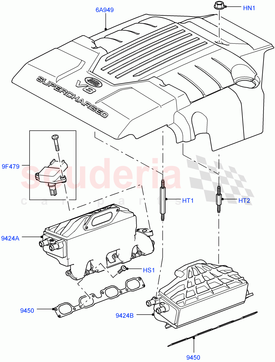 Inlet Manifold (AJ Petrol 4.2 V8 Supercharged) of Land Rover Land Rover Range Rover Sport (2005-2009) [4.2 Petrol V8 Supercharged]