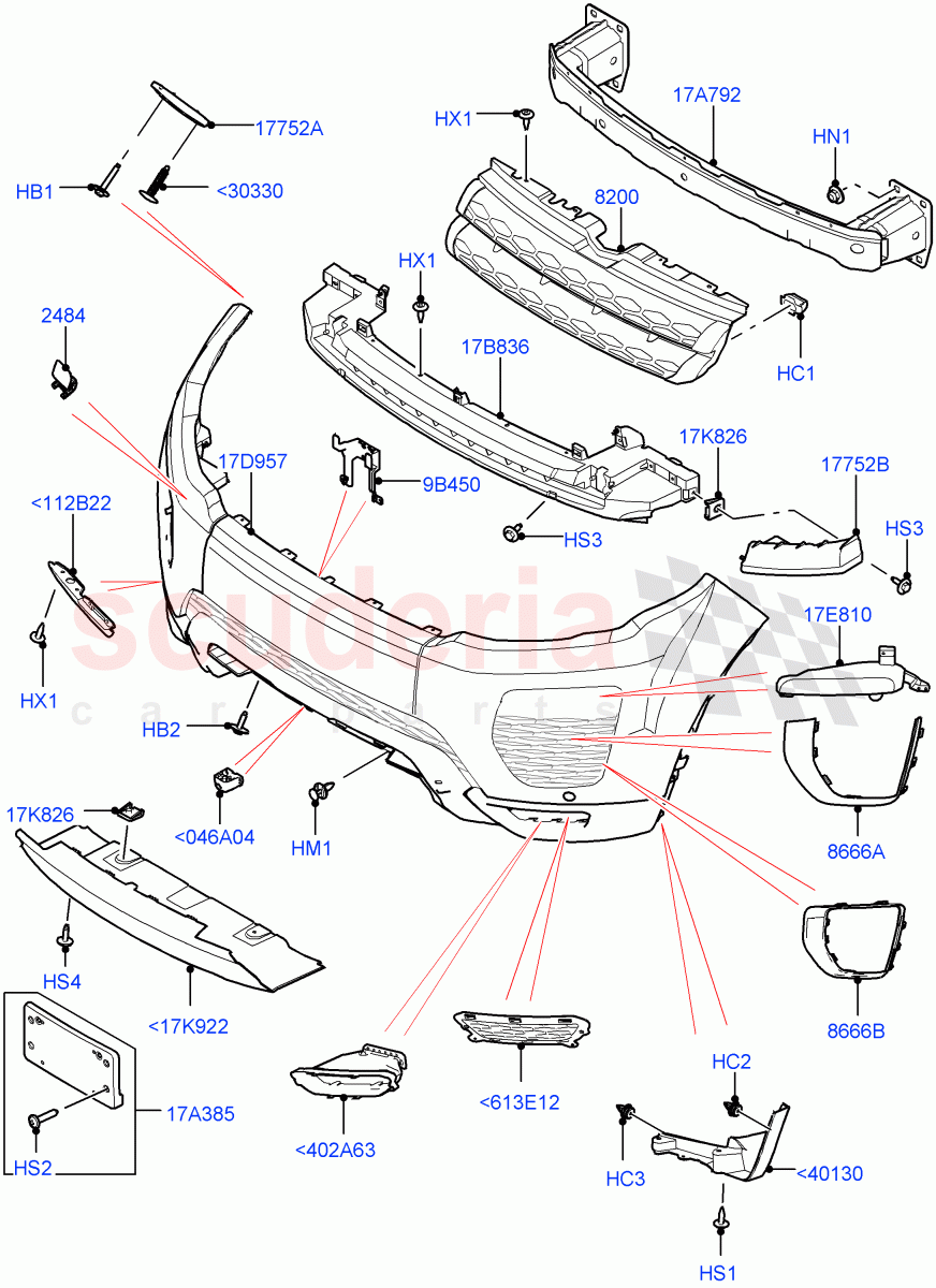 Radiator Grille And Front Bumper (Halewood (UK), Less Sales Badge) ((V) FROMGH000001) of Land Rover Land Rover Range Rover Evoque (2012-2018) [2.0 Turbo Diesel]