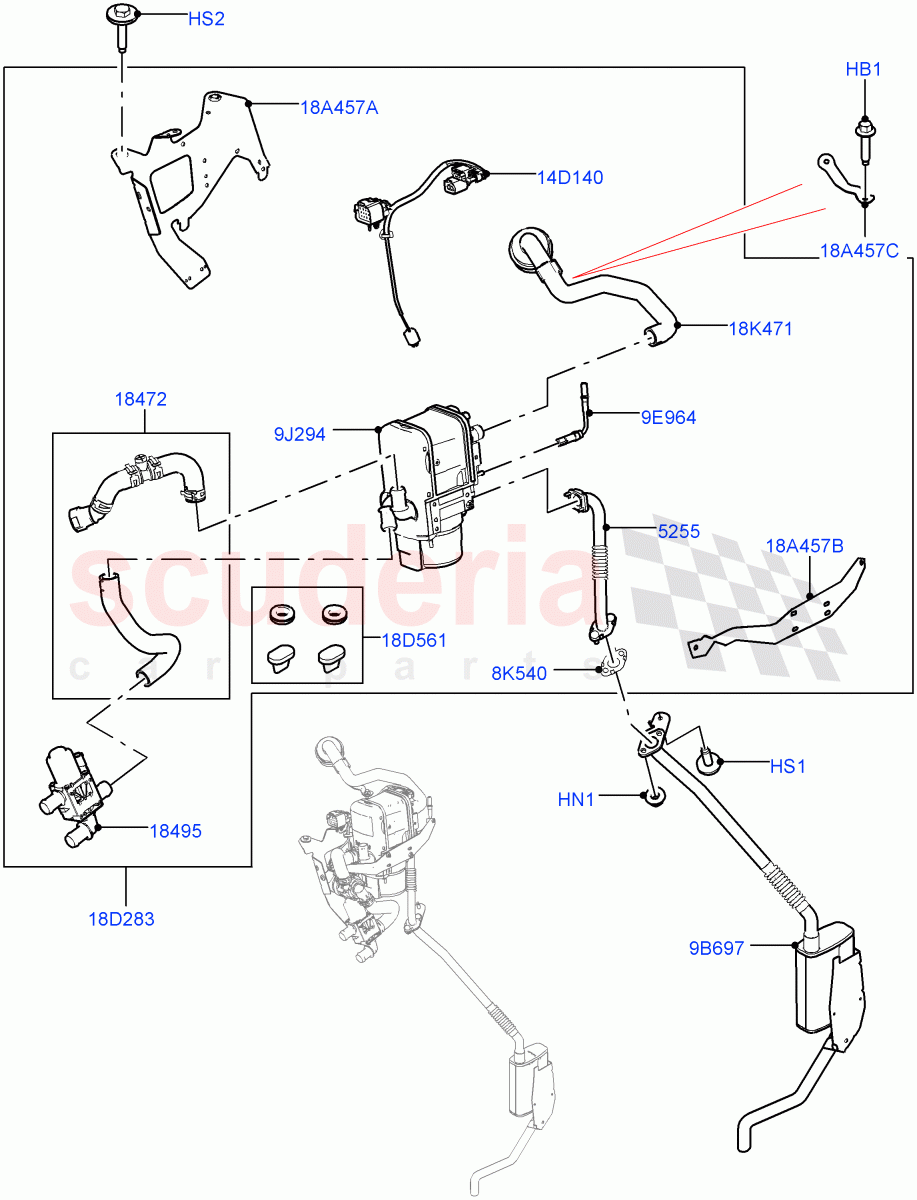 Auxiliary Fuel Fired Pre-Heater (Heater Components) (2.0L AJ200P Hi PHEV, With Fuel Fired Heater, Fuel Heater W/Pk Heat With Remote, Fuel Fired Heater With Park Heat) ((V) FROMJA000001) of Land Rover Land Rover Range Rover Sport (2014+) [3.0 I6 Turbo Petrol AJ20P6]