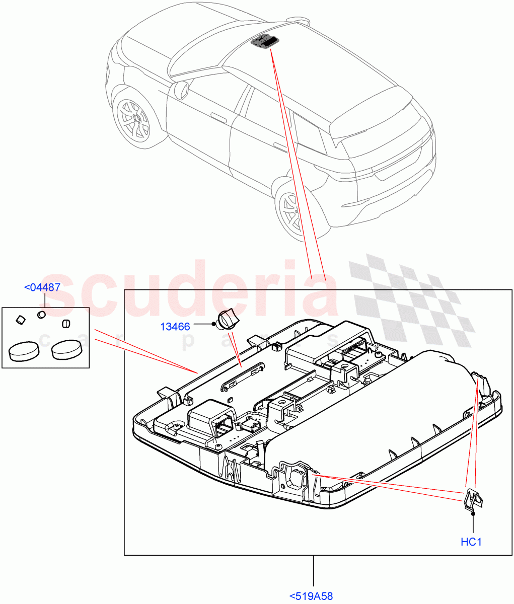 Console - Overhead (Changsu (China)) of Land Rover Land Rover Range Rover Evoque (2019+) [2.0 Turbo Diesel]