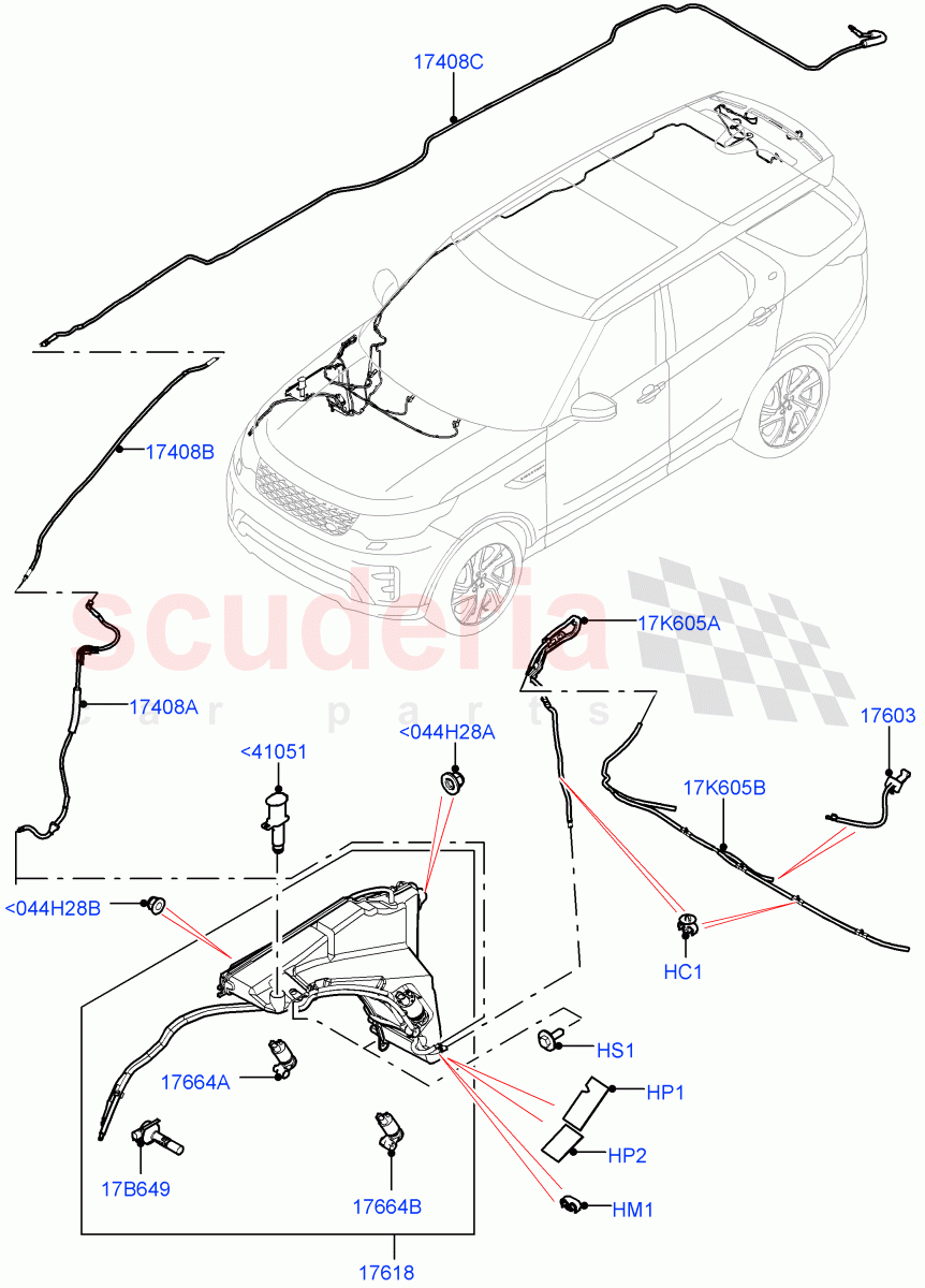 Windscreen Washer (Solihull Plant Build) ((V) FROMHA000001) of Land Rover Land Rover Discovery 5 (2017+) [3.0 Diesel 24V DOHC TC]