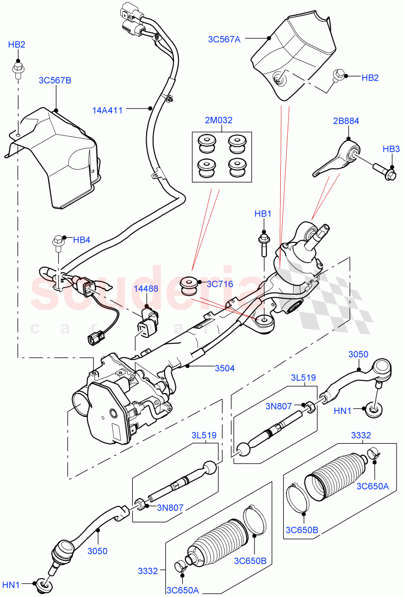 Steering Gear ((V) TOLA999999) of Land Rover Land Rover Range Rover Velar (2017+) [5.0 OHC SGDI SC V8 Petrol]