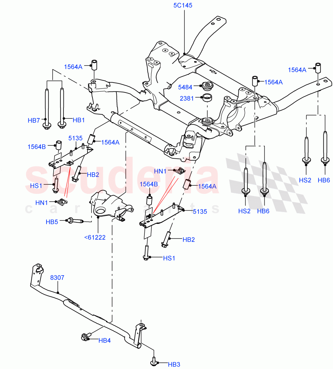 Front Cross Member & Stabilizer Bar (Crossmember) ((V) TOHA999999) of Land Rover Land Rover Range Rover (2012-2021) [3.0 Diesel 24V DOHC TC]