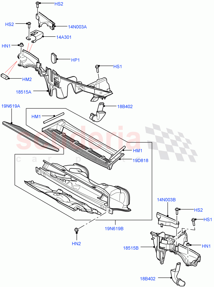 Heater/Air Cond.External Components (Page B) ((V) FROMAA000001) of Land Rover Land Rover Range Rover (2010-2012) [5.0 OHC SGDI SC V8 Petrol]