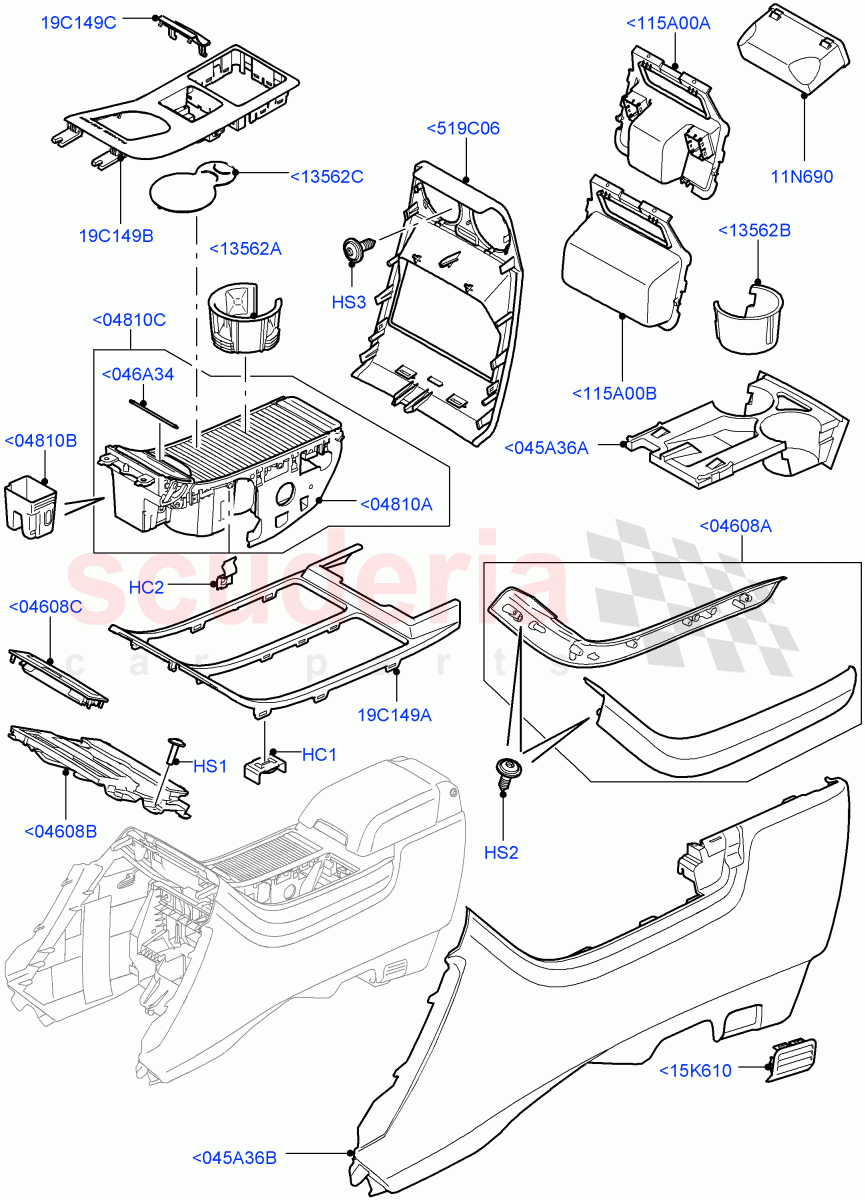 Console - Floor (External Components, For Carrier Assy) ((V) FROMAA000001) of Land Rover Land Rover Range Rover Sport (2010-2013) [5.0 OHC SGDI SC V8 Petrol]