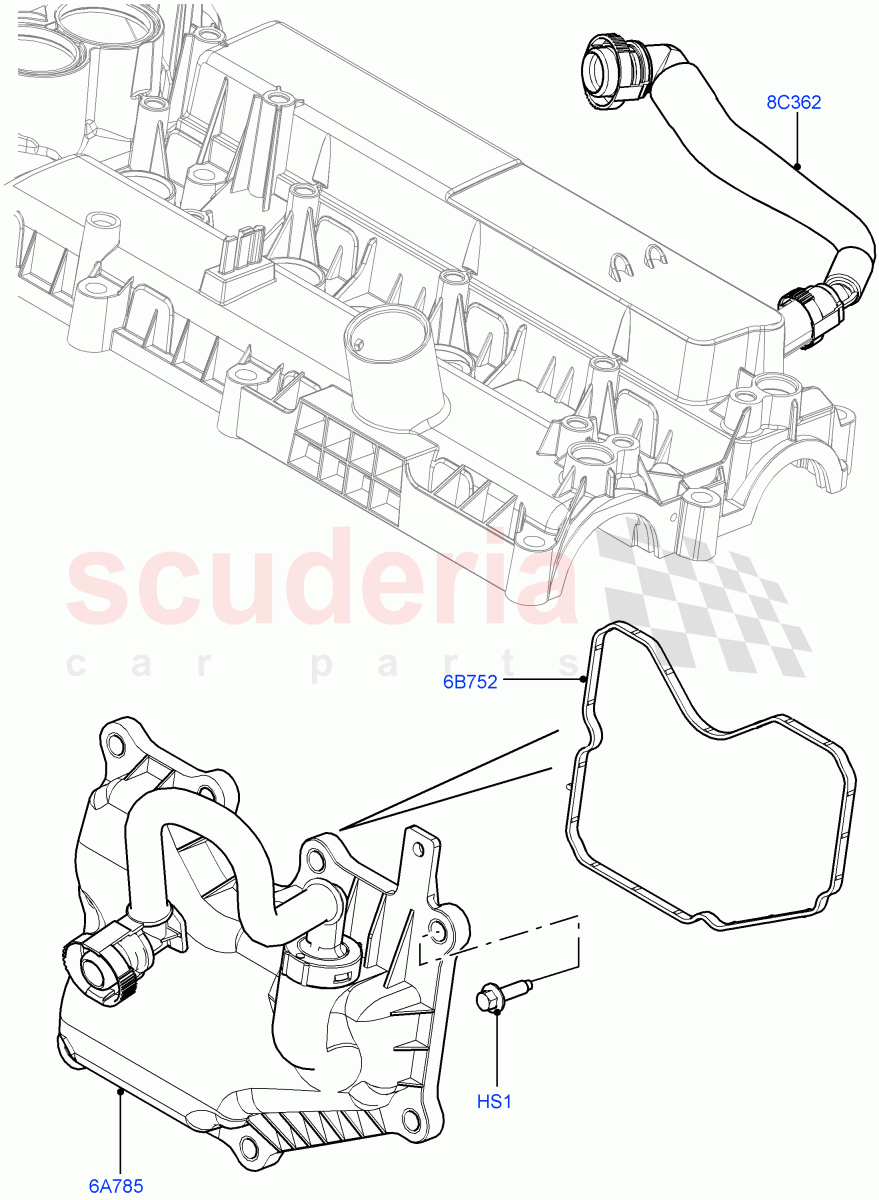 Emission Control - Crankcase (2.0L 16V TIVCT T/C 240PS Petrol, Changsu (China)) ((V) FROMEG000001) of Land Rover Land Rover Range Rover Evoque (2012-2018) [2.0 Turbo Petrol GTDI]