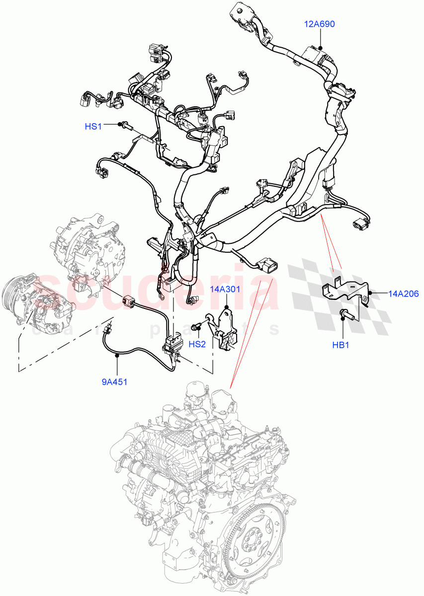 Electrical Wiring - Engine And Dash (Engine) (1.5L AJ20P3 Petrol High, Halewood (UK)) ((V) FROMMH000001) of Land Rover Land Rover Discovery Sport (2015+) [2.0 Turbo Diesel]
