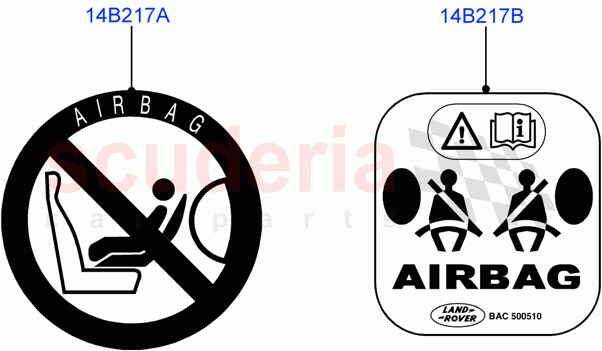 Labels (Air Bag) (Itatiaia (Brazil)) ((V) FROMGT000001) of Land Rover Land Rover Discovery Sport (2015+) [2.2 Single Turbo Diesel]