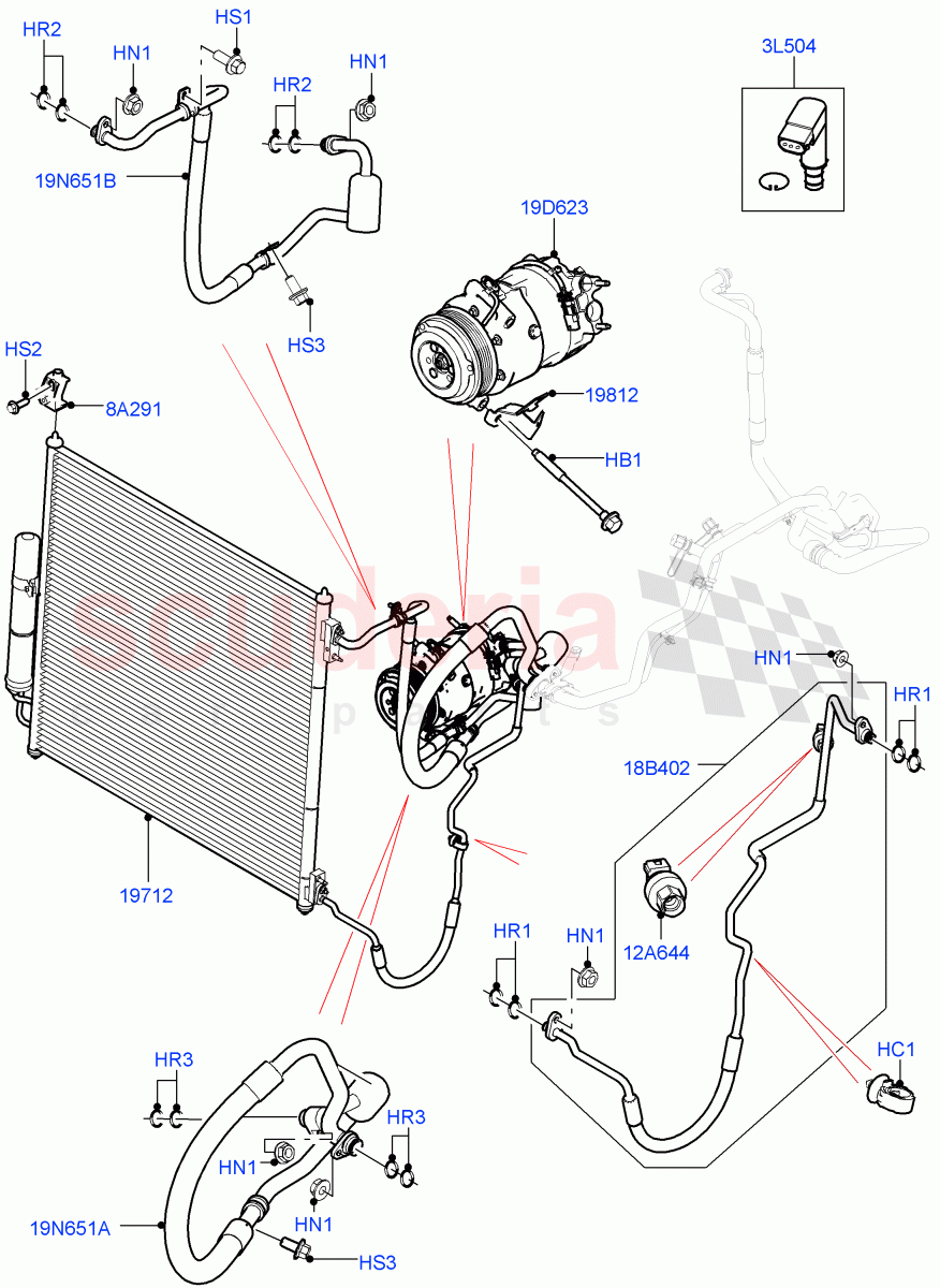 Air Conditioning Condensr/Compressr (Front) (5.0L OHC SGDI NA V8 Petrol - AJ133, 3.0L DOHC GDI SC V6 PETROL, 5.0L OHC SGDI SC V8 Petrol - AJ133, 5.0L P AJ133 DOHC CDA S/C Enhanced, 5.0 Petrol AJ133 DOHC CDA) of Land Rover Land Rover Range Rover (2012-2021) [3.0 DOHC GDI SC V6 Petrol]