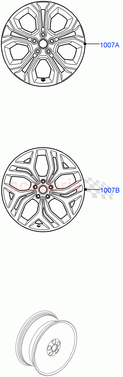 Wheels (Changsu (China)) of Land Rover Land Rover Range Rover Evoque (2019+) [2.0 Turbo Petrol AJ200P]