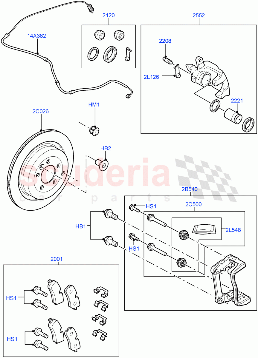 Rear Brake Discs And Calipers (With Four Corner Air Suspension) ((V) FROMDA000001) of Land Rover Land Rover Discovery 4 (2010-2016) [3.0 DOHC GDI SC V6 Petrol]