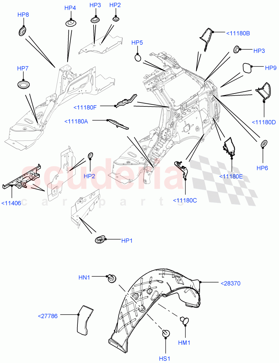 Side Panels - Inner (Wheelarch, Middle - Rear, Inner - Rear) of Land Rover Land Rover Range Rover (2012-2021) [2.0 Turbo Petrol GTDI]