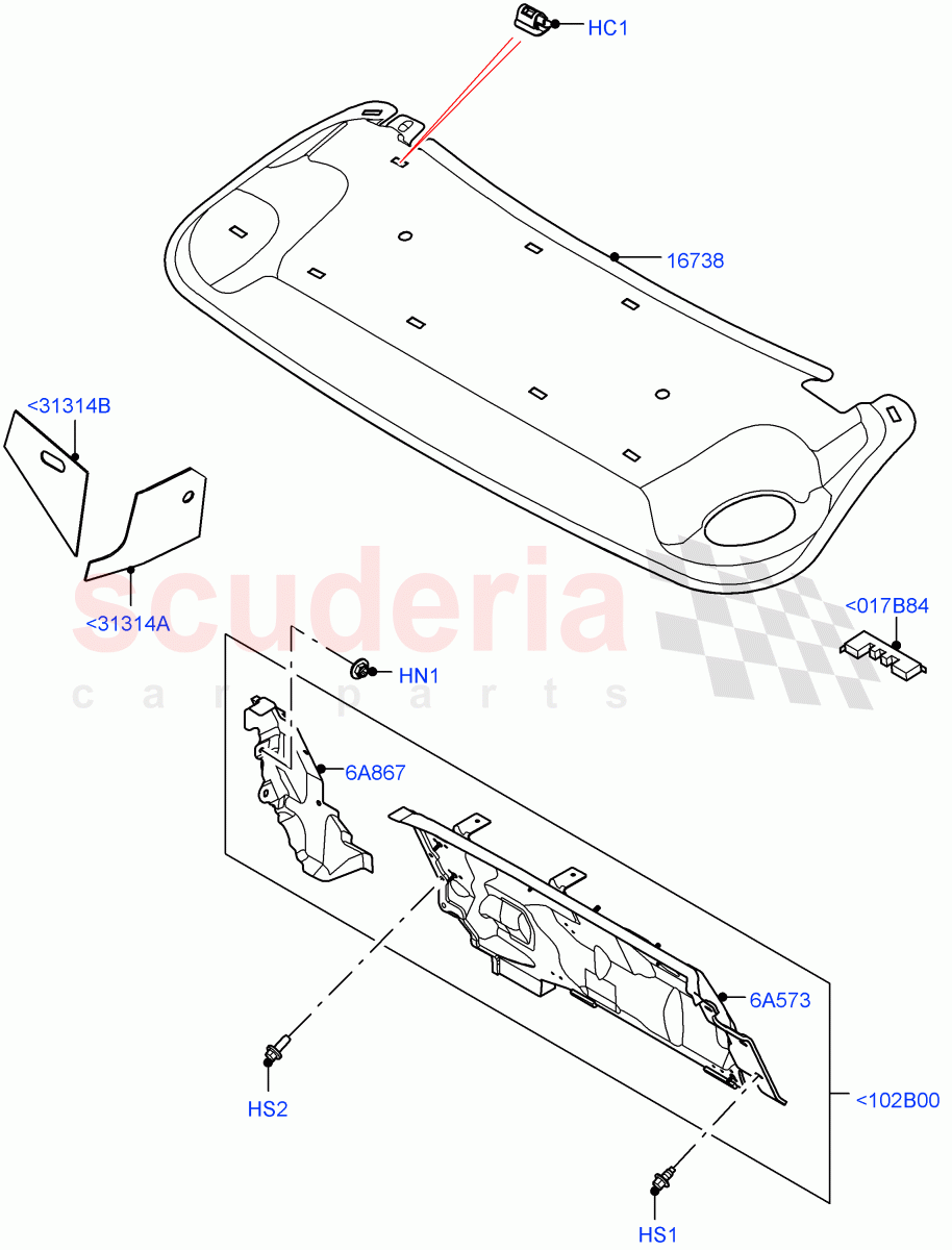 Insulators - Front (Engine Compartment) (Halewood (UK)) of Land Rover Land Rover Range Rover Evoque (2019+) [2.0 Turbo Diesel AJ21D4]