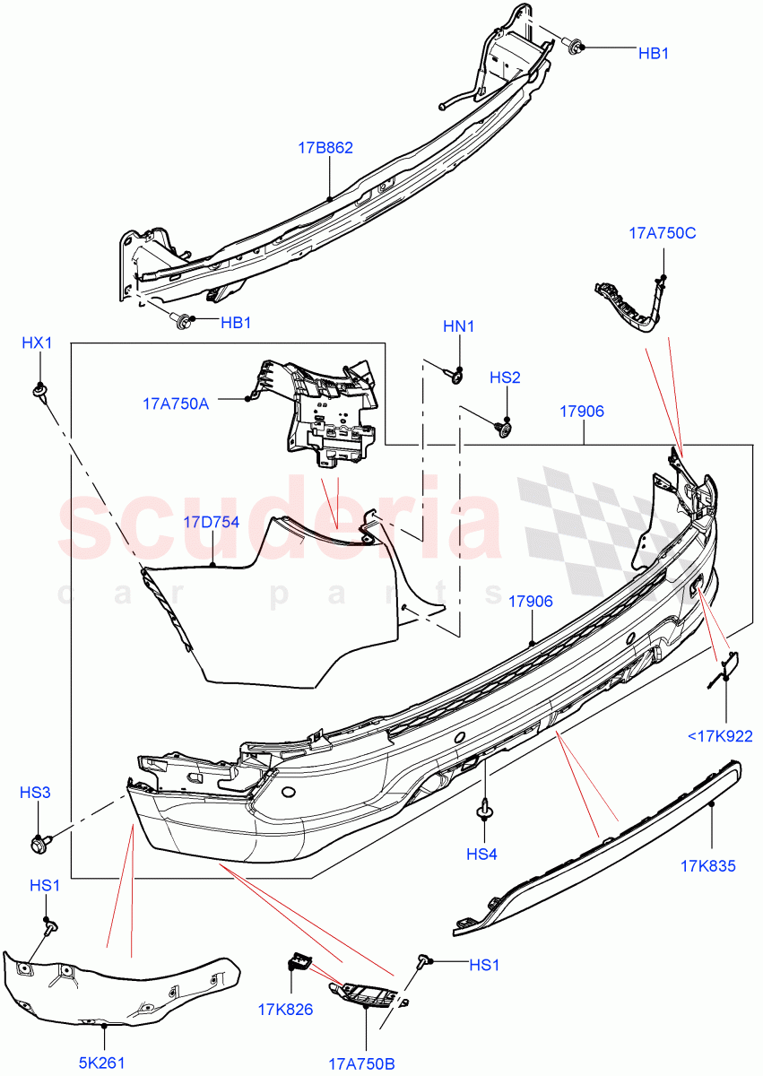 Rear Bumper (Changsu (China), Front Bumper - Painted Body Colour) ((V) FROMKG446857) of Land Rover Land Rover Discovery Sport (2015+) [1.5 I3 Turbo Petrol AJ20P3]