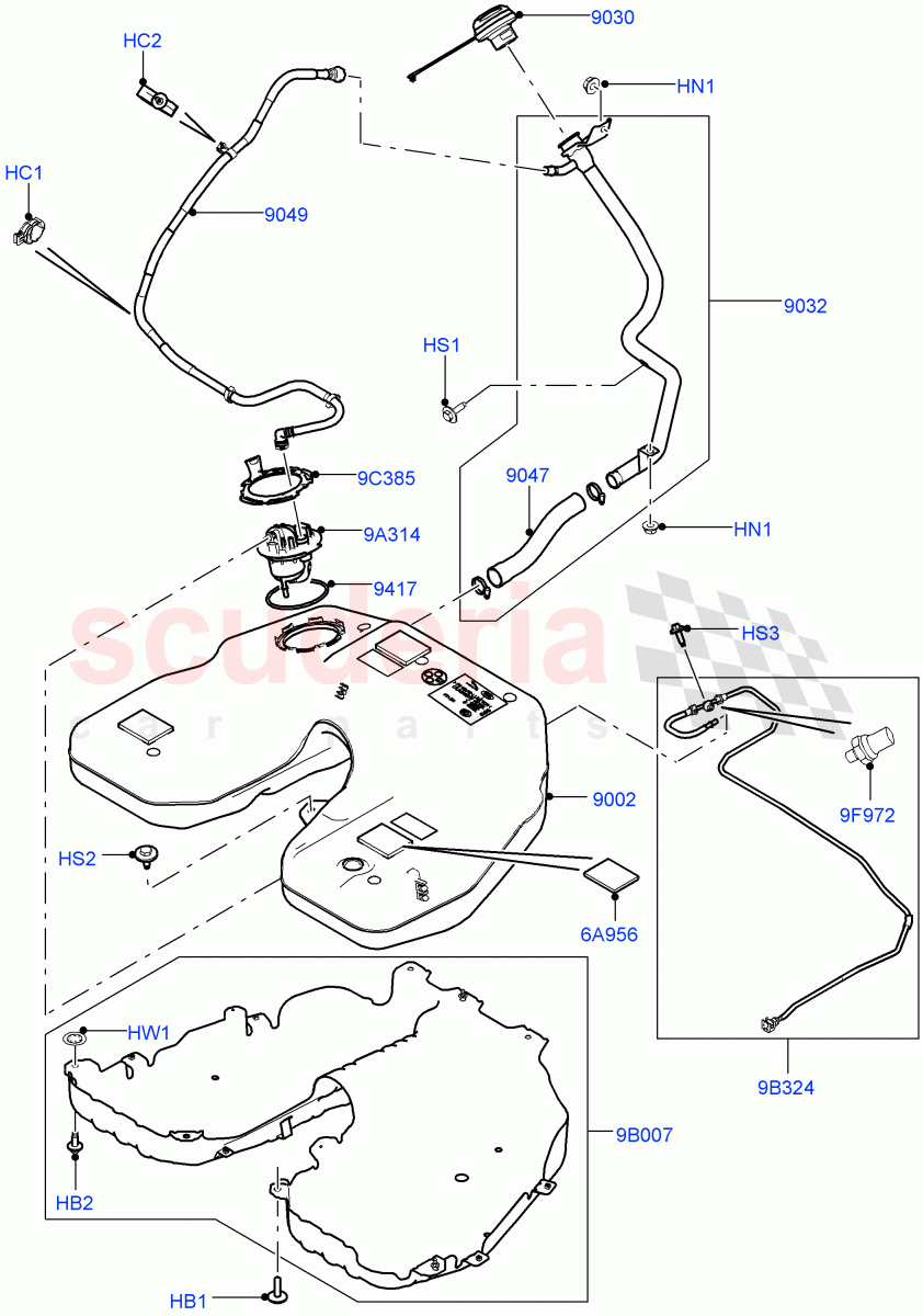 Fuel Tank & Related Parts (5.0L OHC SGDI NA V8 Petrol - AJ133) of Land Rover Land Rover Range Rover (2012-2021) [5.0 OHC SGDI NA V8 Petrol]