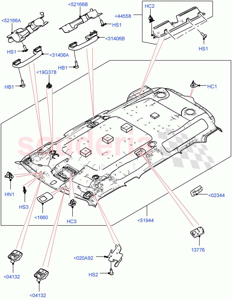 Headlining And Sun Visors (Headlining) (Standard Wheelbase, Less Panorama Roof) of Land Rover Land Rover Defender (2020+) [2.0 Turbo Petrol AJ200P]