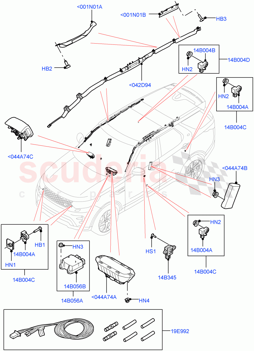 Airbag System (Solihull Plant Build, Airbag Modules) ((V) FROMHA000001) of Land Rover Land Rover Discovery 5 (2017+) [2.0 Turbo Petrol AJ200P]