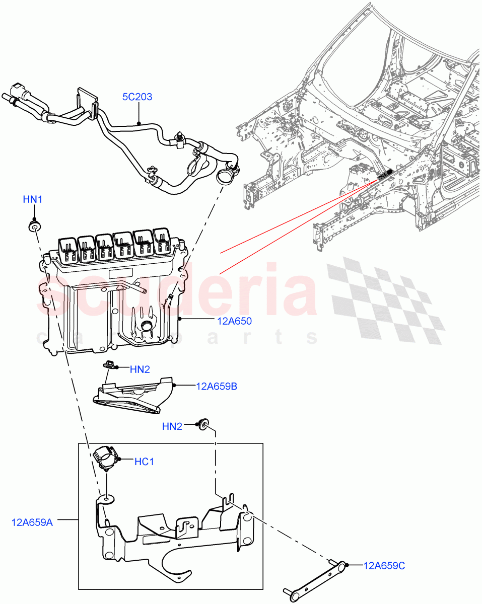 Engine Modules And Sensors (3.0L AJ20P6 Petrol High) ((V) FROMKA000001) of Land Rover Land Rover Range Rover Sport (2014+) [3.0 I6 Turbo Petrol AJ20P6]